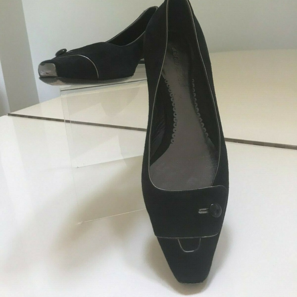 Giorgio Armani Black Suede Loafer Sz 37 US 7